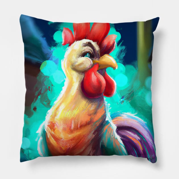 Cute Rooster Drawing Pillow by Play Zoo