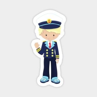 Boat Captain, Skipper, Cute Boy, Blond Hair Magnet