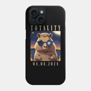 2024 Total Solar Sun April 8 Eclipse Watching Capybara Phone Case