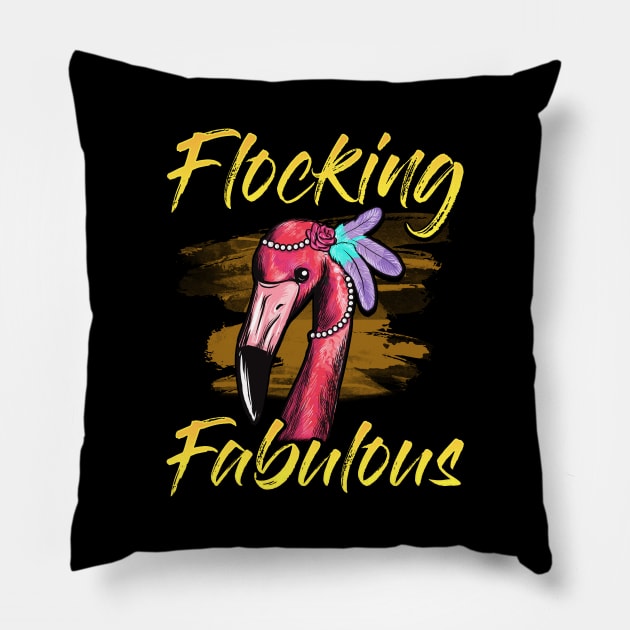 Cute & Funny Flocking Fabulous Flamingo- puns are life Pillow by theperfectpresents