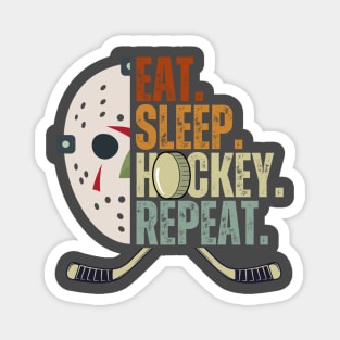 Eat Sleep Hockey Repeat Kids Adult Ice Hockey Retro Vintage Magnet