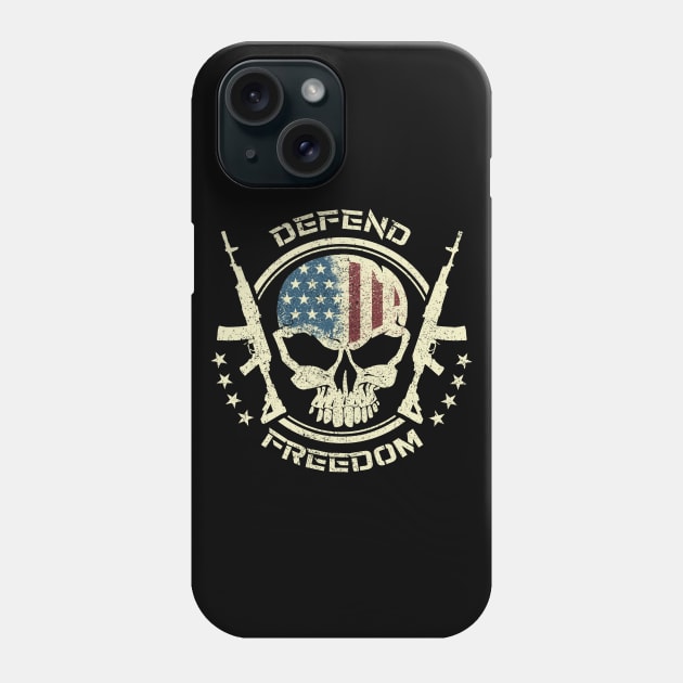 Grunge Defend Freedom I Vintage USA Skull Weapon Gun Used Look Design Phone Case by az_Designs