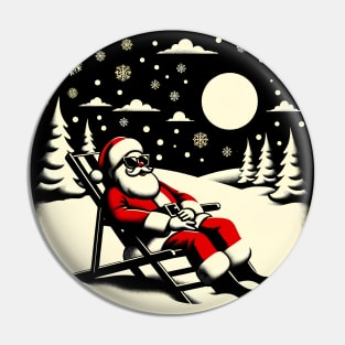 Santa's Beach Chillout: Christmas Relaxation Shirt Pin