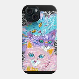 colorful cat stack Phone Case