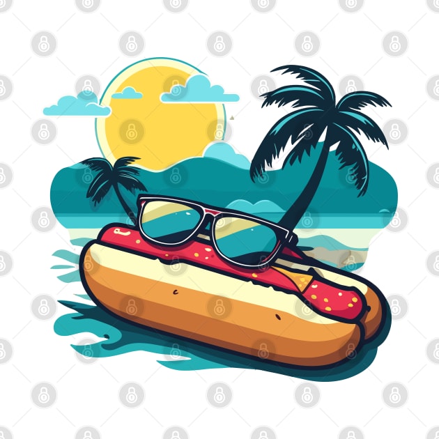 Hotdog at the beach sun, summer design by Apparels2022