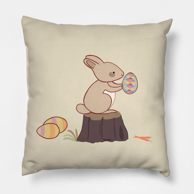 Easter bunny Eggs Pillow by EastofEden