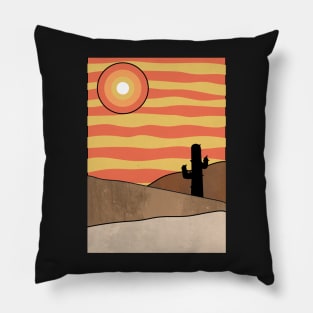 Sunny Minimalist Desert Landscape Graphic Illustration Pillow