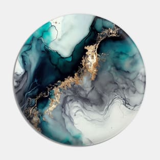 Crystal Clear Aqua - Abstract Alcohol Ink Resin Art Pin