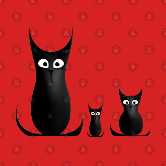 Three Black Cats by TooplesArt