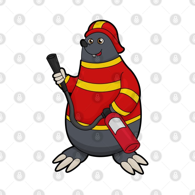 Mole as Firefighter with Fire extinguisher by Markus Schnabel