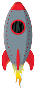 Cute Gray Rocket Ship Magnet