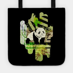 Panda Cub Abstract mixed media digital art collage Tote