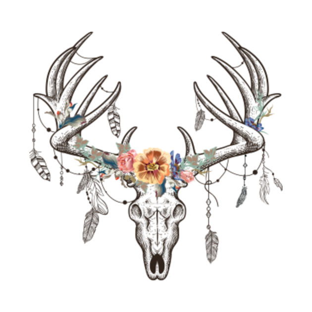 deer skull for people who like watercolor boho art Deer Skull