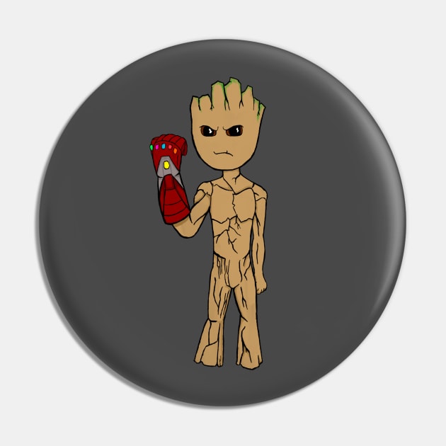 Baby Groot with the Infinity Gauntlet Pin by cardozoink