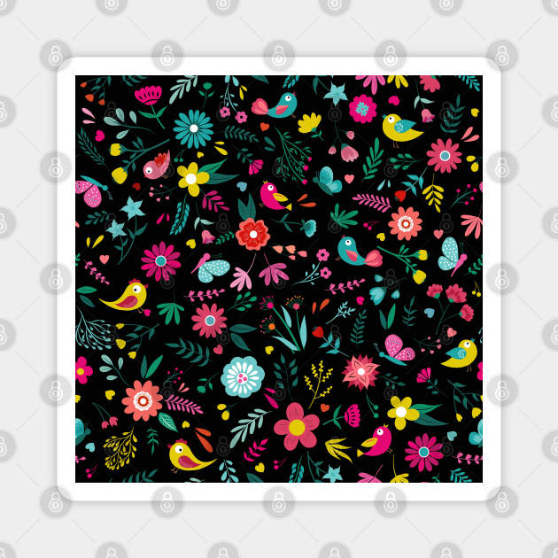 Floral Bliss_Black Magnet by Unalome_Designs