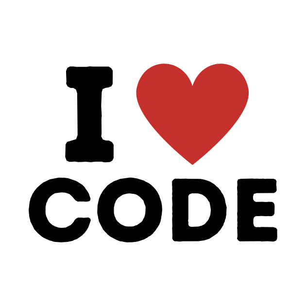 I Love Code Simple Heart Design by Word Minimalism