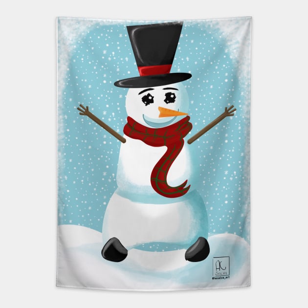 Snowman Tapestry by AC Salva