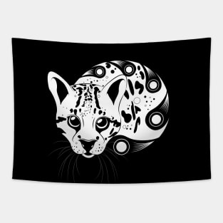 Ocelot White Outline Tapestry