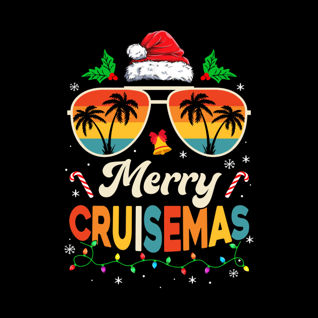 Merry Cruisemas Christmas Family Santa Reindeer Cruise Retro by James Green