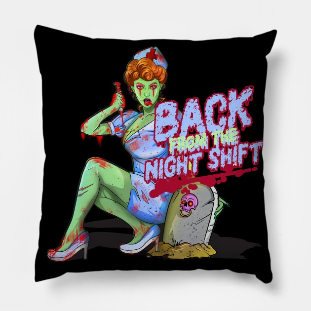 Healthcare Night Shift Nurse Zombie Pillow by Trendy Black Sheep