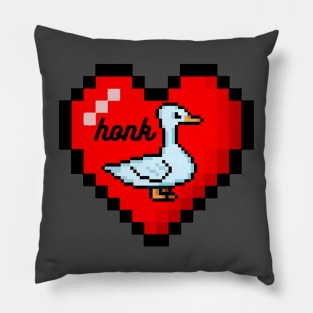 8-Bit Style Retro Heart Goose Design. Pillow