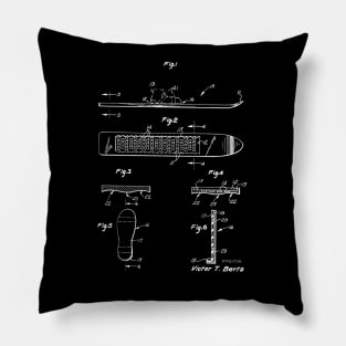 Snow Board Vintage Patent Drawing Pillow