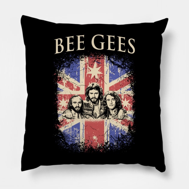 Vintage Distressed Bee Gees Pillow by Yopi