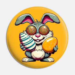 Hypnotic Easter Bunny T-Shirt – Comical Swirly-Eyed Rabbit Tee Pin