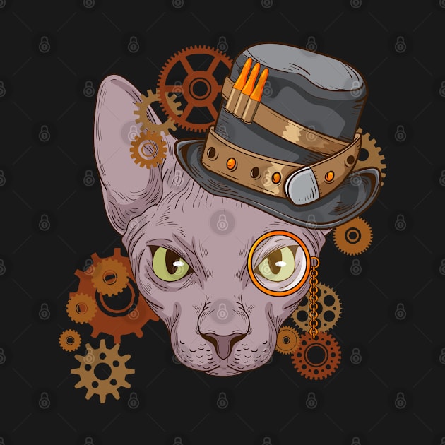 Sphynx Cat Steampunk Gift Cat Owner Victorian Sphynx Cat by PomegranatePower