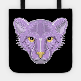 purple cheetah cartoon face Tote