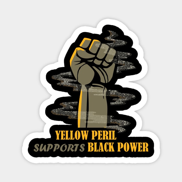 Yellow Peril Supporth Black Power Magnet by RedLineStore