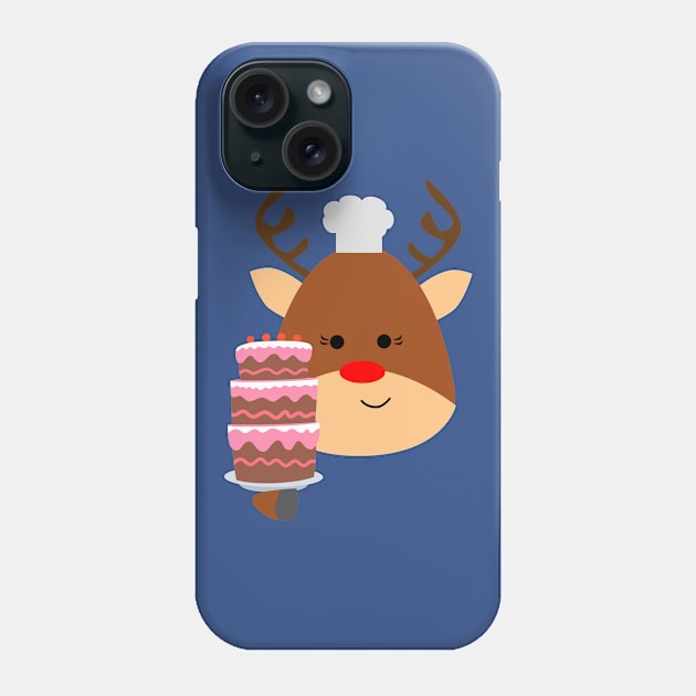 Merry Christmas Reindeer & Cake Phone Case by holidaystore