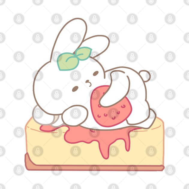 Adorable Bunny Lying on a Luscious Cheesecake by LoppiTokki