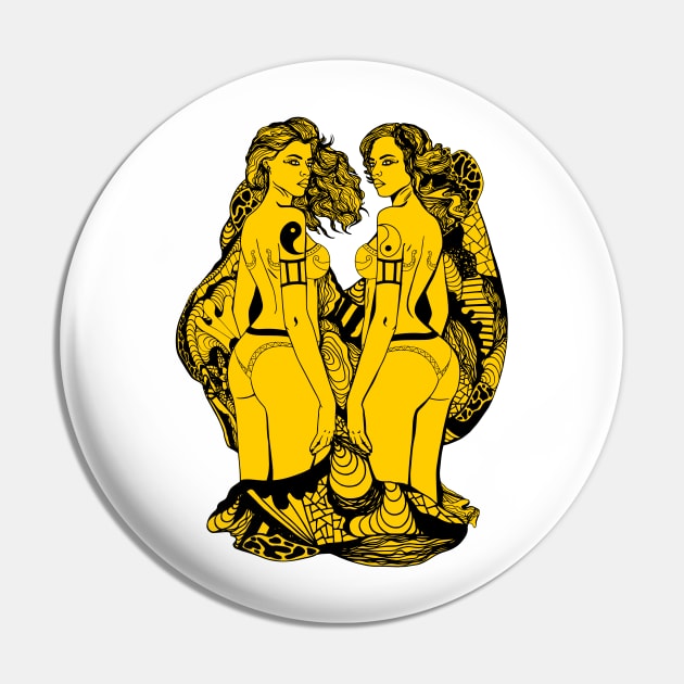 Black and Yellow Gemini Beauty Pin by kenallouis