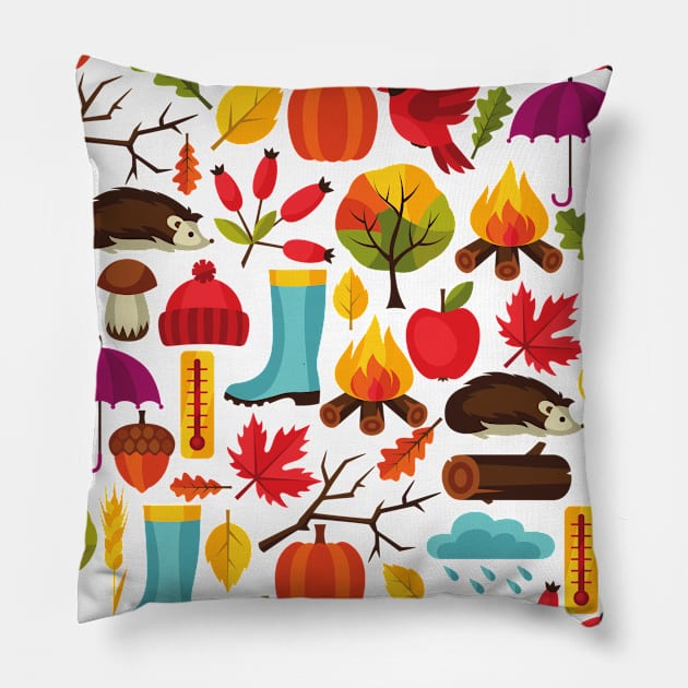 Fall Autumn Pattern Pillow by Ken Adams Store