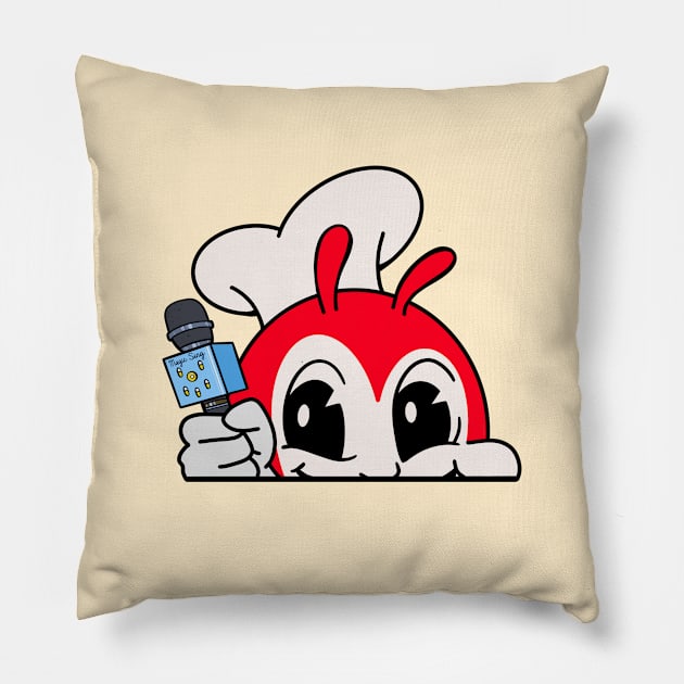 JOLLIBEE PEEKING KARAOKE SINGING FILIPINO STICKER Pillow by Aydapadi Studio