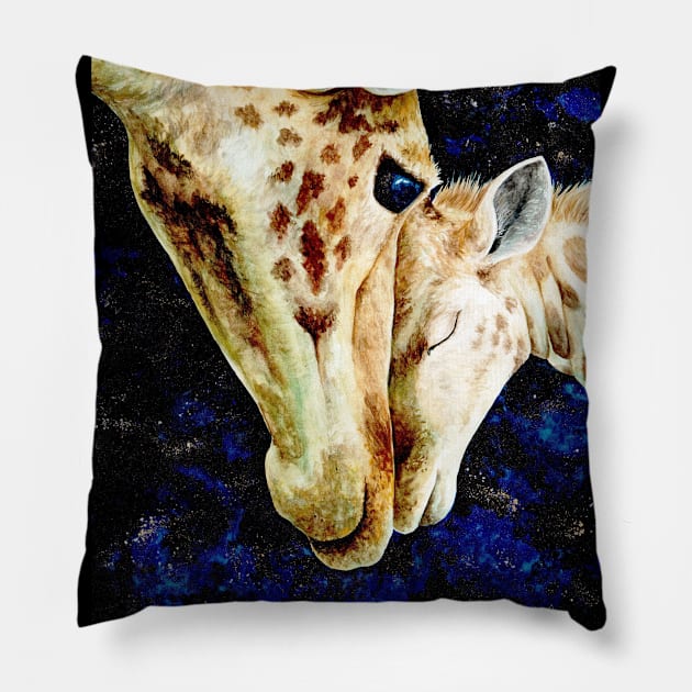 Night sky giraffes Pillow by MandalaSoul