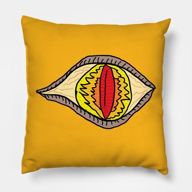 Flame Eye design, An eye drawing with a flaming pupil. A cool, cute eye design. Pillow by Blue Heart Design
