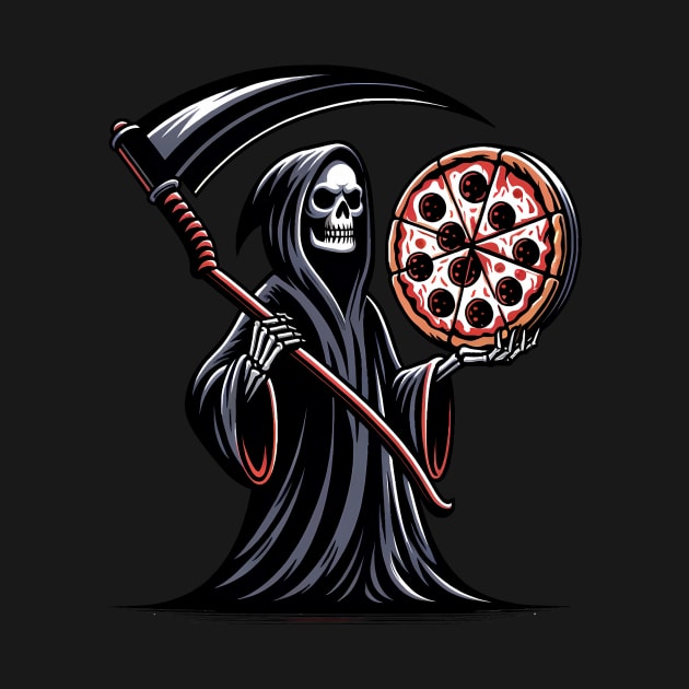 Grim Reaper with Pizza, Funny Pizza lover by dukito