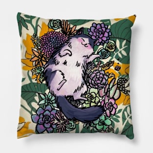 Cat on flowers Pillow