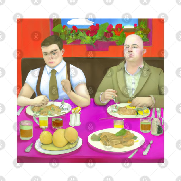 British Queer Couple Having Dinner by JohnCorney