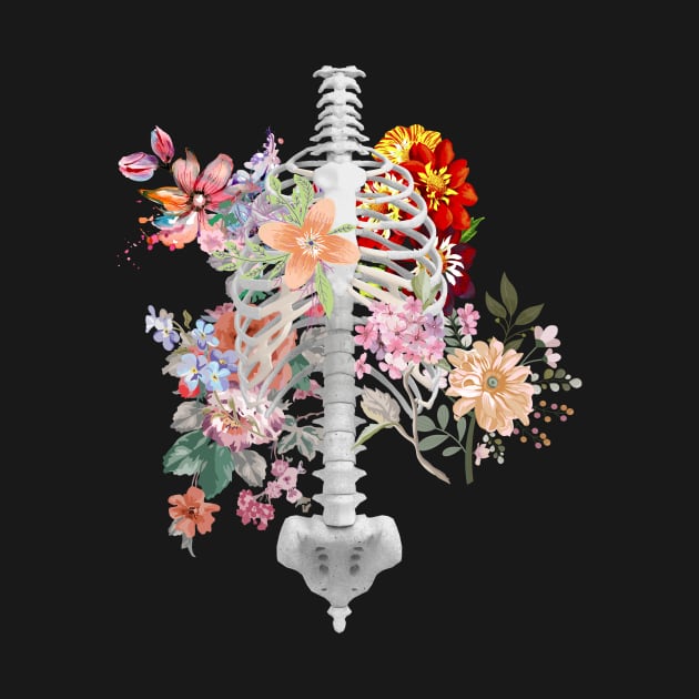 Ribcage and flowers by Psychodelic Goat