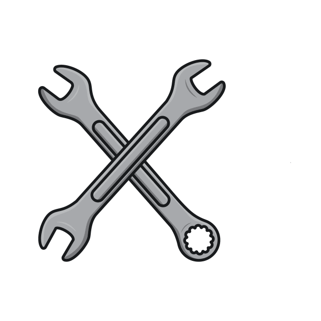 Wrench tool and Metric Spanner Wrench vector illustration. Mechanic working tools equipment objects icon concept. Wrench and Metric Spanner tool in cross sign vector design by AlviStudio