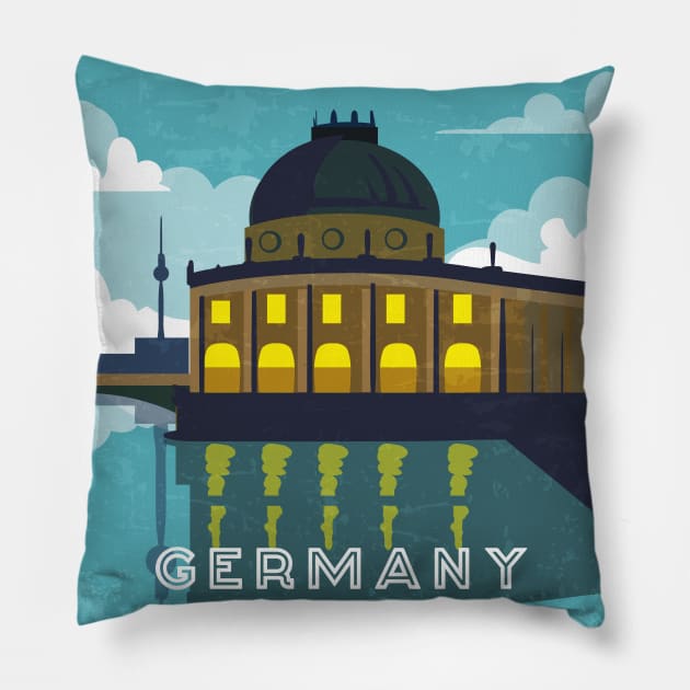 Berlin, Germany. Retro travel poster Pillow by GreekTavern