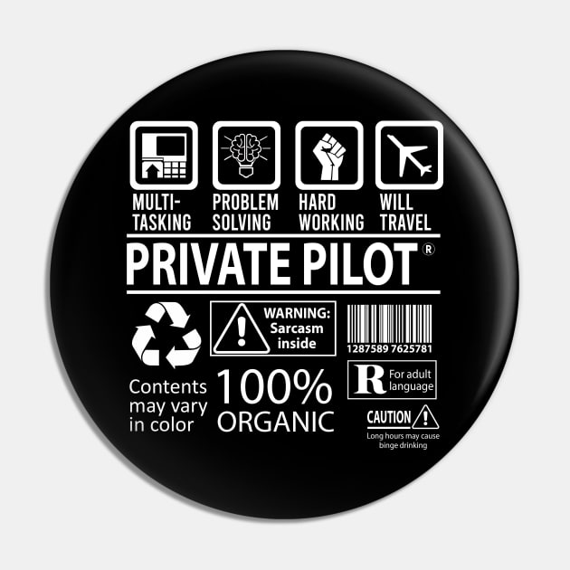 Private Pilot T Shirt - MultiTasking Certified Job Gift Item Tee Pin by Aquastal