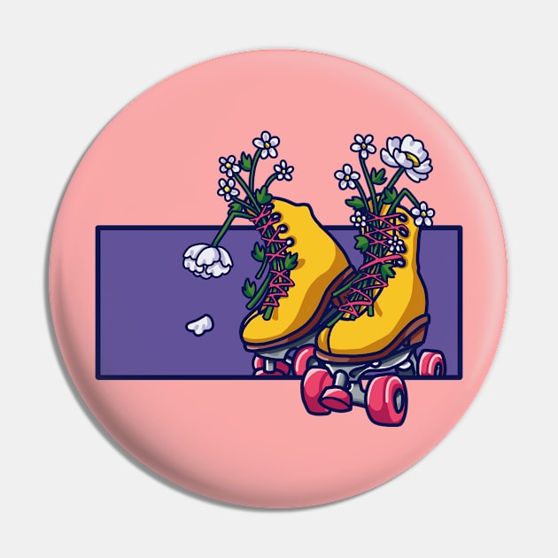 Floral Roller Skates Pin by Reivennant