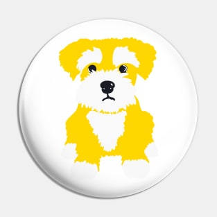 Sweet Yellow Miniature Schnauzer Puppy on A Pink Background Pin