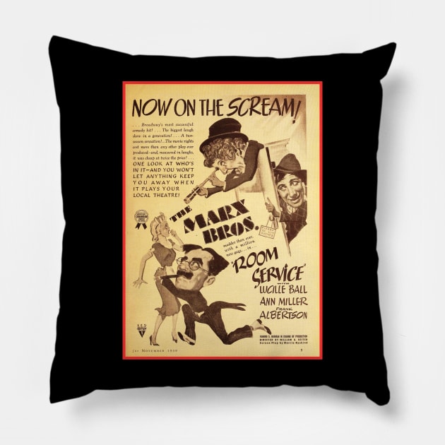 Marx Brothers - Room Service Pillow by Daz Art & Designs