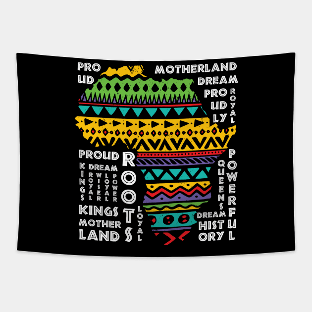 Africa Map Traditional Dashiki Pattern Art African Pride Tapestry by Pennelli Studio