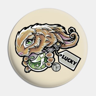 Lucky Rabbit - Black Outlined Version Pin